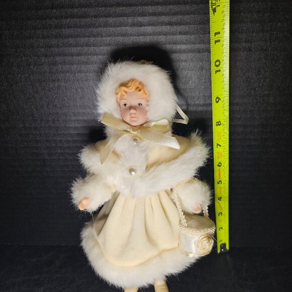 Ivory Porcelain Victorian Girl Christmas Ornament New 10 Inch Tall - Picture 8 of 10